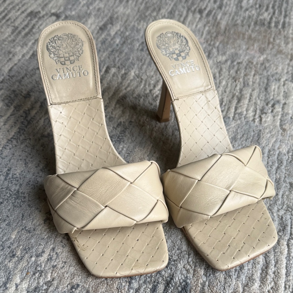Vince Camuto Brelanie Bone Woven Heeled Sandals